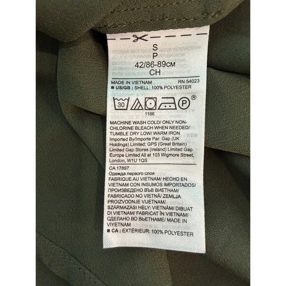 Banana Republic Olive Blouse Cap Sleeve Crew Neck Cutout Detail Poly Size S EUC - Picture 5 of 5